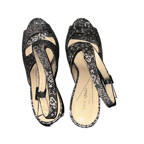 Kate Spade New York Black and Gray Leather Sandals Size 9 B - Picture 2 of 7